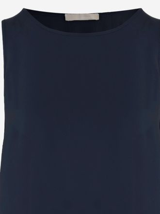 Allude Womens Stretch Silk Top Navy Tops