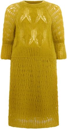 Alberta Ferretti Lange Gebreide Jurk - Dames - Kleedjes - Geel - S - Wol - Kleedjes