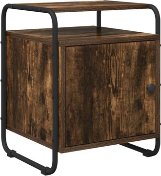 vidaXL Mesa De Noche Roble Ahumado Madera De Ingenier&iacute;a Vidaxl