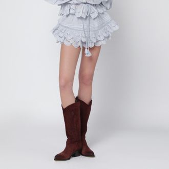 Isabel Marant Light Blue Lace Puria Shorts With Ruffles