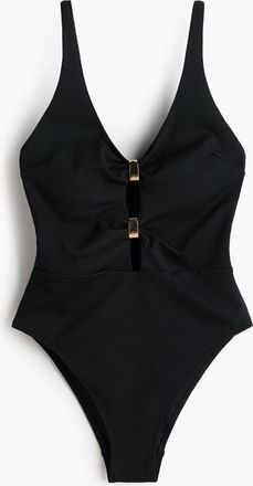 H&M Badeanzug mit wattierten Cups und High Leg - Schwarz