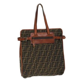 Fendi Pre-owned Tote Bags, female, Brown, Size: ONE SIZE Pre-owned Zucca Canvas Tote Bag