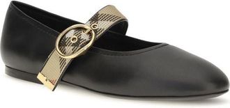 Burberry Womens Black Calf Leather Bos Taurus Ballet Flats