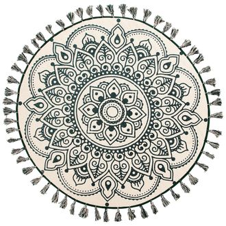 Beliani Alfombra De Sal&oacute;n Redonda Oriental De Algod&oacute;n Crema &Oslash; 120 Cm Irice