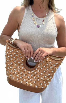 BTB Los Angeles Womens Moa Pearl Tote In Sand