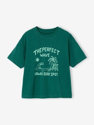 Vertbaudet T-Shirt mit grossem Print Jungen, Recycling-Baumwolle englischgr&uuml;n