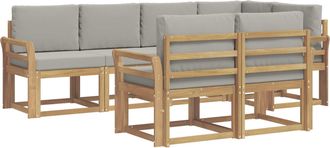 vidaXL Conjunto De Sof&aacute;s De Exterior 7 Uds. Blanco Y Gris Claro Vidaxl