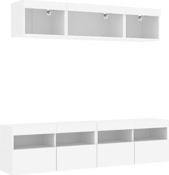 vidaXL Vidaxl - 5 Piece tv Wall Units with led White Engineered Wood
