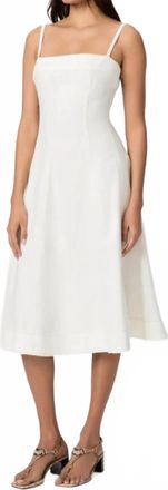 Paige Pippa Denim Midi Dress In Toasted Ecru