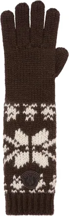 Moncler Moncler Jacquard Knit Gloves, Women, Brown, Size: One Size