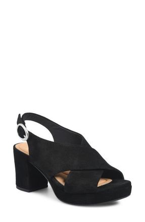 S&ouml;fft Lyric Slingback Platform Sandal in Black at Nordstrom, Size 7.5