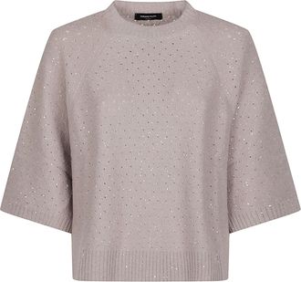 Fabiana Filippi Round Neck Cropped Perforated Virgin Wool-Blend Sweater
