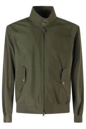 Baracuta Olive Green G9 Cloth Ribbed Trim Polyamide-Blend Bomber Jacket