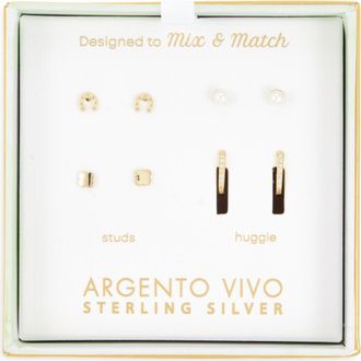 Argento Vivo Pack of Four Luck Assorted Stud & Hoop Earrings in Gold at Nordstrom Rack