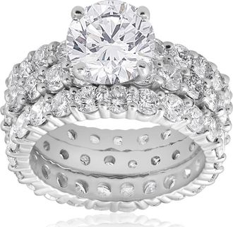 Pompeii3 7ct Diamond Engagement Eternity Wedding Ring Set 14k White Gold