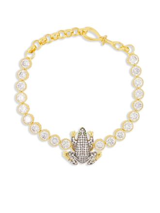 Begum Khan frog-charm tennis bracelet - women - 24K Gold Plated Bronze/White Zirconium - One Size