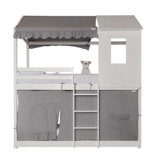 Muemue Techo para litera montessori algod&oacute;n gris 90x196cm