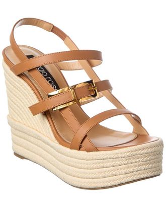 Sergio Rossi Nora 75 Leather Wedge Sandal