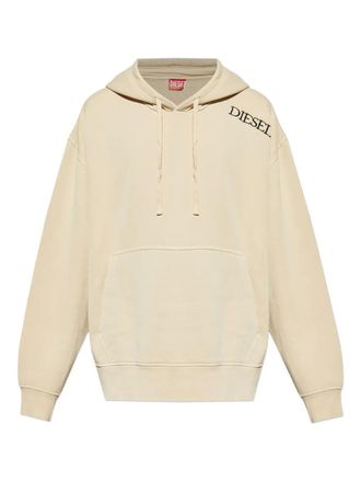 Diesel logo-embroidered hoodie - men - Cotton - M - Neutrals