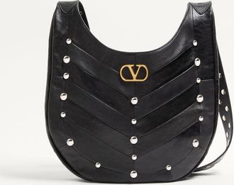 Valentino Garavani Valentino Garavani Hoboho Hobo Bag In Chevron-Patterned Nappa Leather With Studs Wo