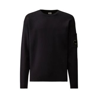 C.P. Company Round-neck Knitwear, male, Blue, Size: 2XL Cotton Sea Island Crewneck