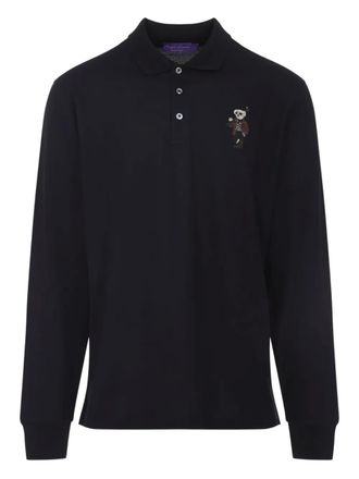 Ralph Lauren Purple Label Polo in cotone con ricamo logo - Nero