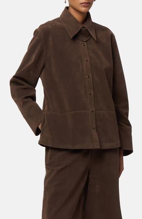 Apparis Ren Faux Suede Overshirt in Dark Brown at Nordstrom, Size Xx-Small