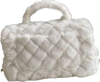 Generic Handle Tote Bag Fur Classic Leather Cover With Chain Strap, Compatible For Shoulder Sling(A)