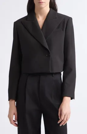 Emporio Armani Cropped Blazer in Solid Black at Nordstrom, Size 38