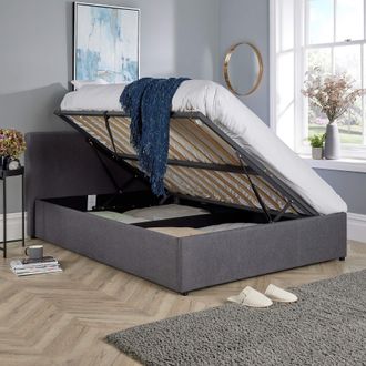 Home Source Industries Horizon Ottoman Side Gas Lift Bed Frame in Grey | Size: Double