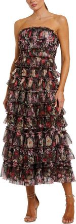 Mac Duggal Strapless Micro Ruffle A Line Midi Dress