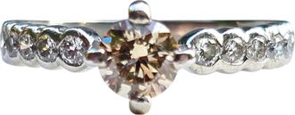 Bespoke Vintage Champagne Diamond Solitaire Ring