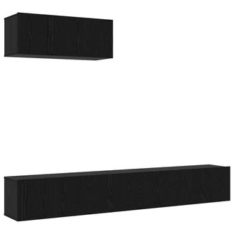 Berkfield Home 3 Piece TV Cabinet Set Wall-mounted Black Oak Engineered Wood