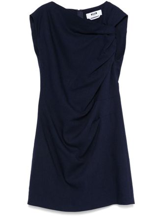 Msgm Blue Twist-detail Mini Dress