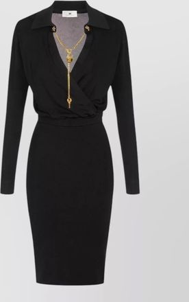Elisabetta Franchi v-neck long-sleeve midi dress