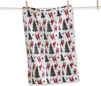 Tag Santa and Trees Christmas Cracker Dishtowel Multicolor Cotton in Multicolored at Nordstrom