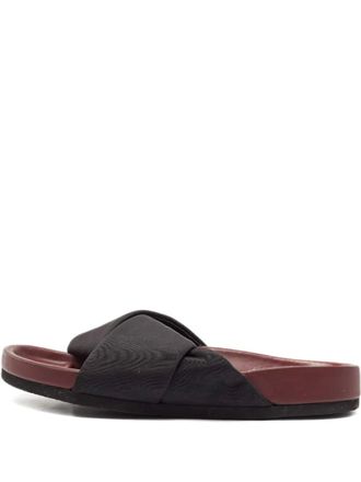 Celine crossover strap slides - women - Rubber/Neoprene/Leather - 37 - Black