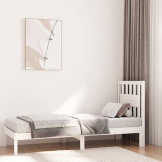 vidaXL Bed Frame without Mattress White Solid Wood Small Single Vidaxl
