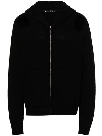 Palm Angels Black Logo wool blend hooded sweater