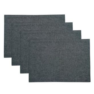Solino Home Linen Placemats Set of 4, 14 x 19 Inch for Dining Table, Holiday and Everyday Table Decor - Athena in Charcoal Grey at Nordstrom, Size