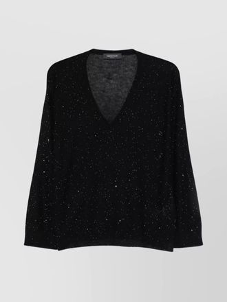 Fabiana Filippi v-neck wool sweater sparkling detail