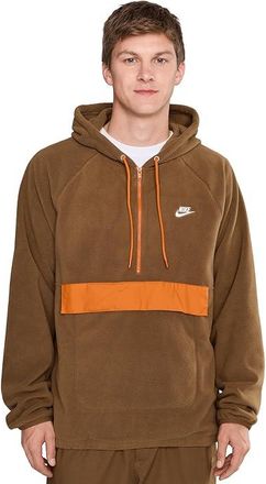 Nike Club Winter Top Mens Sweatshirt Mosswood Brown/Campfire Orange/White : 2XL, Polyester