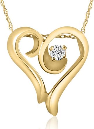 Pompeii3 1/10Ct Solitaire Diamond Heart Pendant Necklace in White, Yellow, or Rose Gold