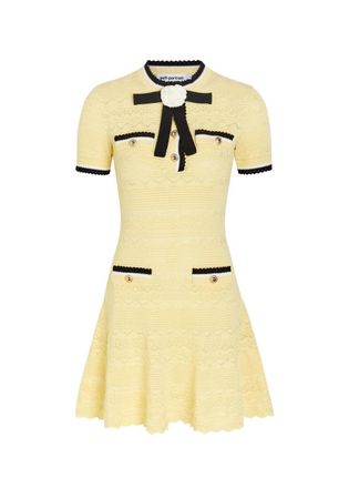 Self Portrait Pointelle-knit Mini Dress - Yellow - S (UK8-10 / S)