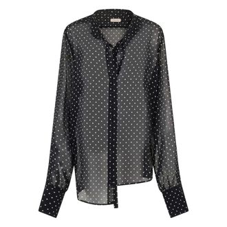 The Mannei Shirts, female, Black, Size: 2XS Silk Shirt with Polka Dots