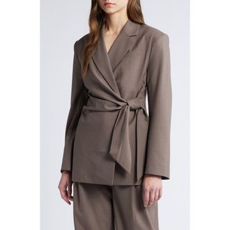 & Other Stories Wrap Blazer in Dark Mole at Nordstrom Rack, Size 12
