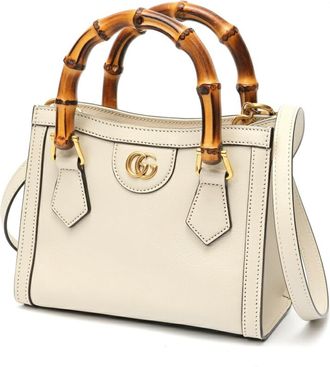 Gucci Ivory Leather Bamboo Tote Bag (Pre-Owned)