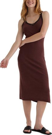 Bella Dahl Crocheted Trim V-Neck Linen-Blend Midi Dress