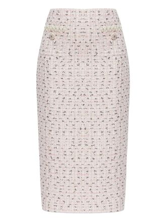 Self Portrait tweed straight skirt - Pink