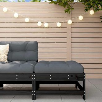 vidaXL Taburete De Jard&iacute;n Con Coj&iacute;n Madera Maciza De Pino Negro Vidaxl